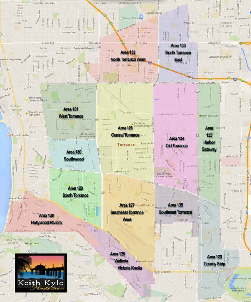 Torrance neighborhood real estate map.